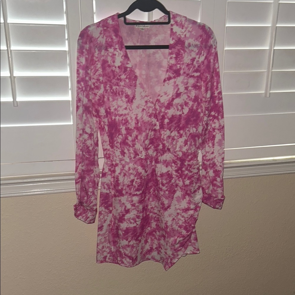For Love & Lemons Pink Tie-Dye Mini Dress. Like new